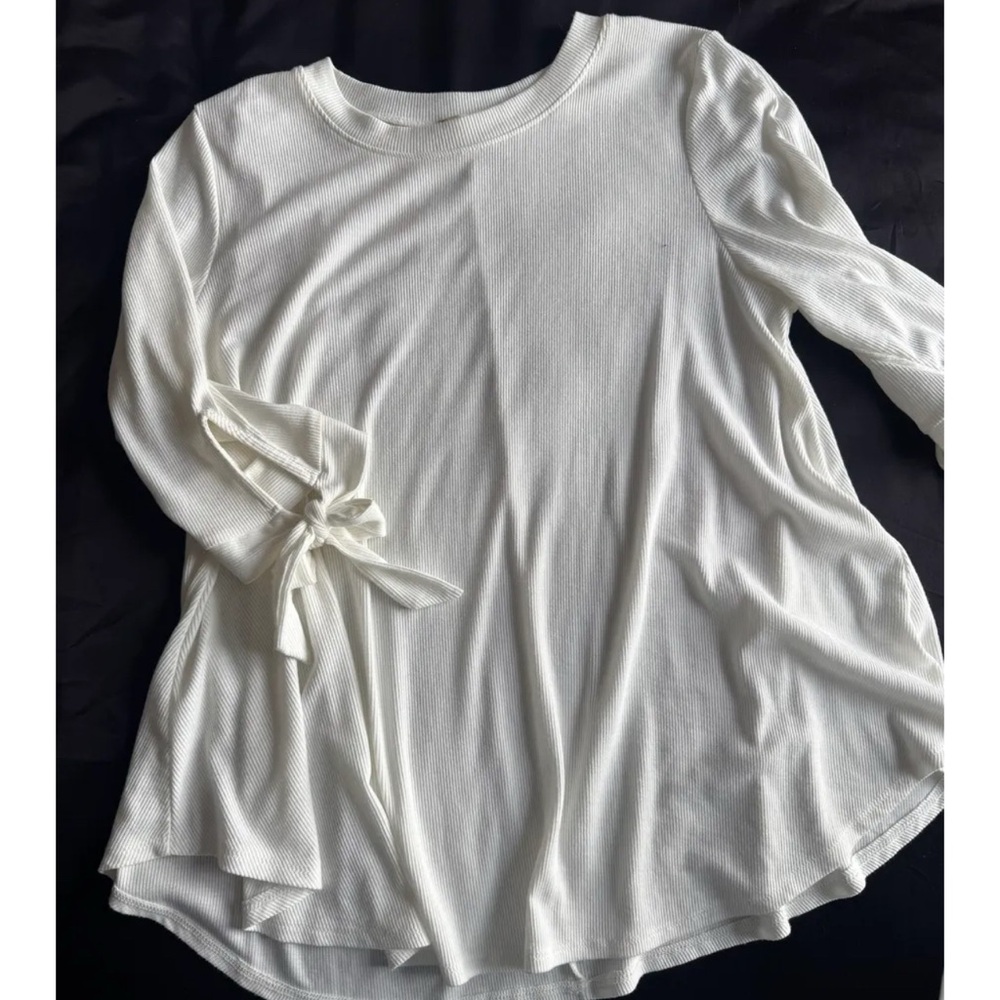 Altar'd State White Long Sleeve Tie Front Blouse